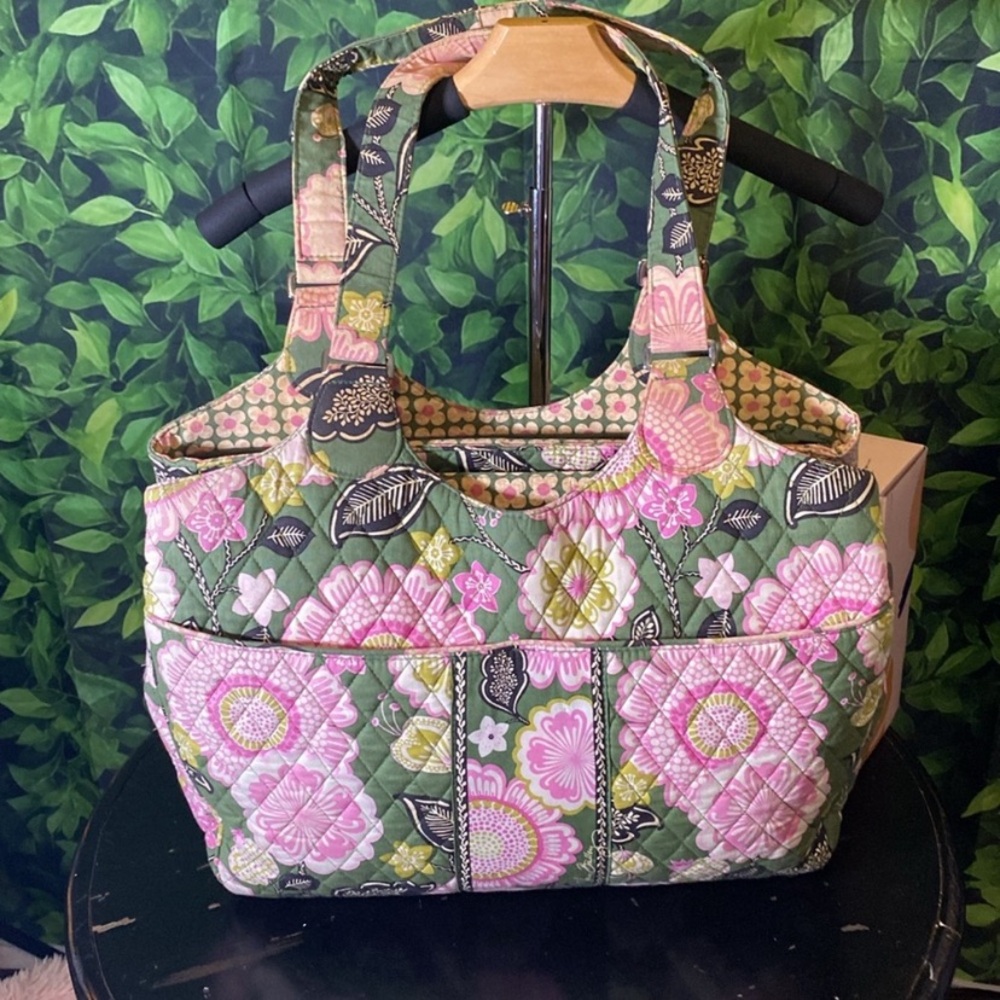 Vera Bradley "Olivia Pink" Laptop Padded Carryall Bag Retired Pattern 3 sec EUC
